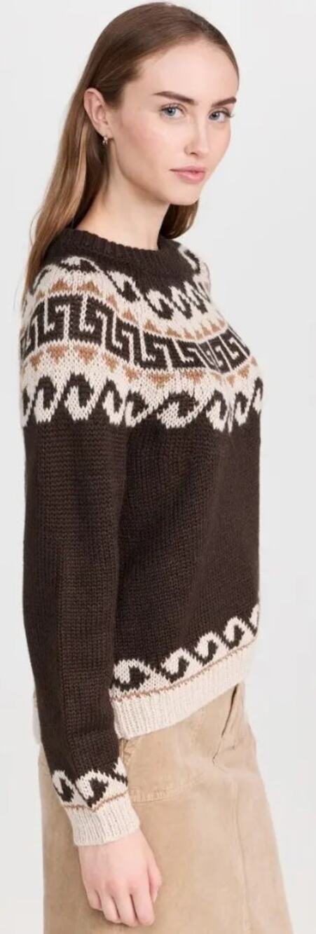 NWT The Great Greek Key Pullover Sweater Driftwood Neutral Intarsia 0 / US XS
